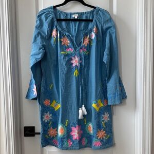 Debbie Katz for South Beach Embroidered Tunic Dress in Blue